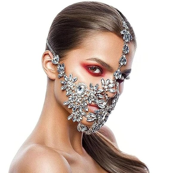 NWT Sparkling Swarovski Bling Crystal Rhinestone Mask Halloween Costume … - Picture 4 of 6